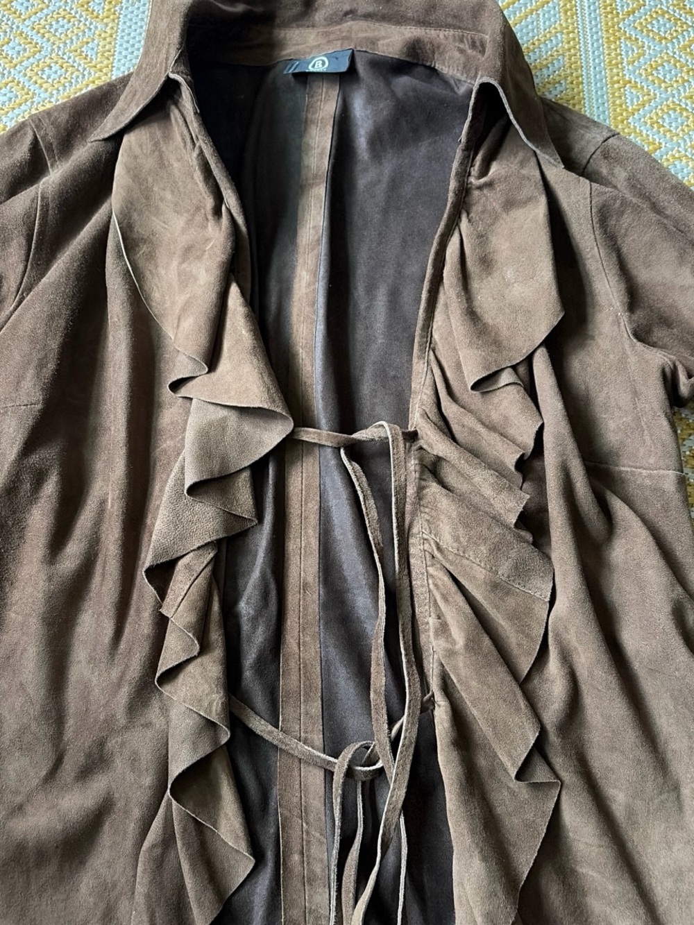 Bogner Suede Ruffle Front top - Picture 2 of 5